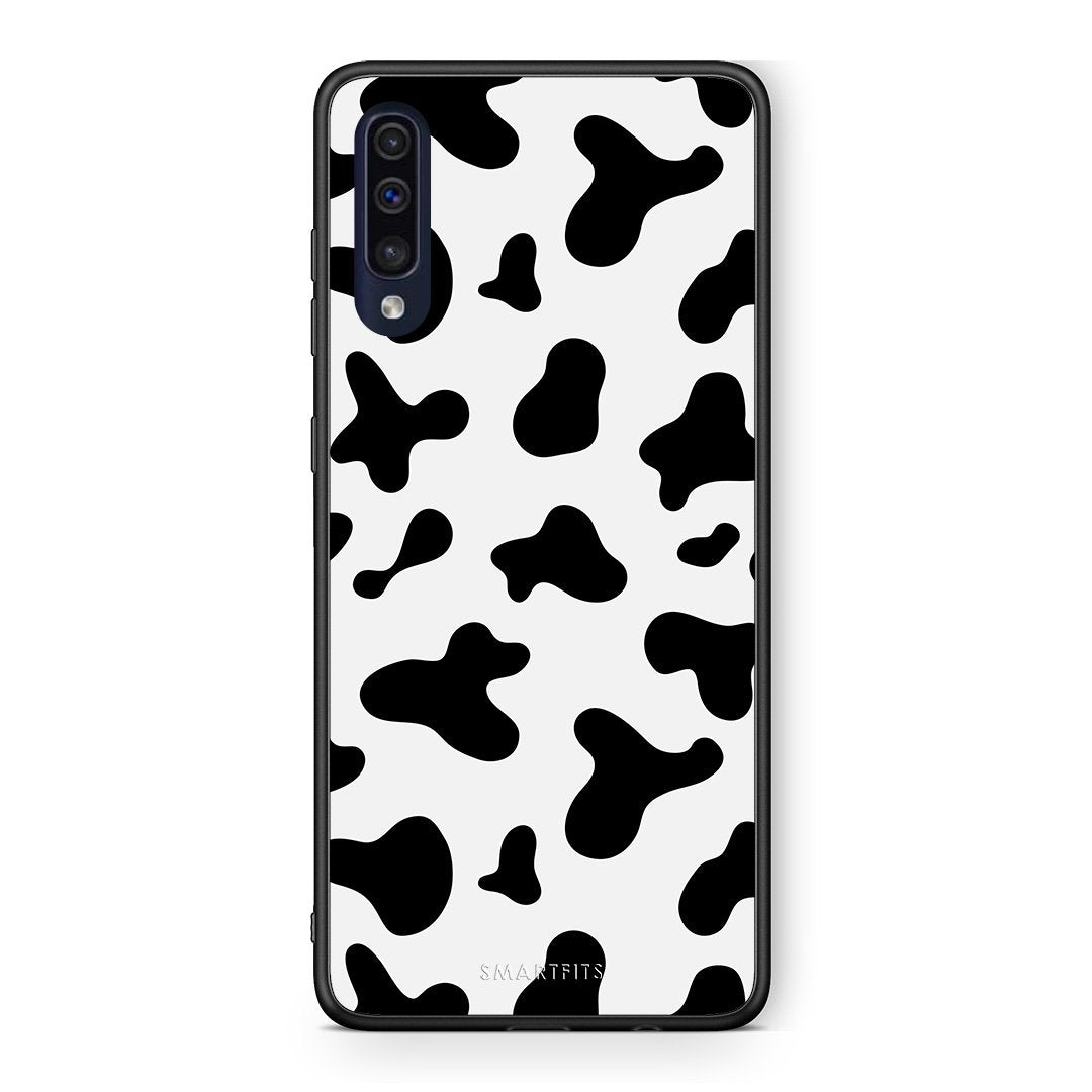Samsung A70 Cow Print θήκη από τη Smartfits με σχέδιο στο πίσω μέρος και μαύρο περίβλημα | Smartphone case with colorful back and black bezels by Smartfits