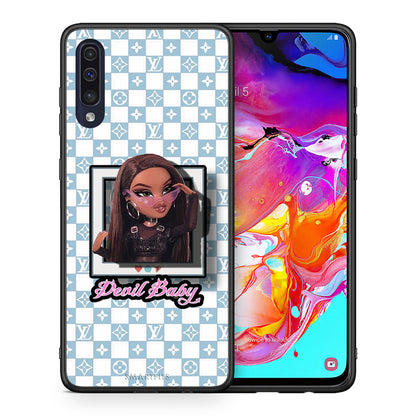Θήκη Αγίου Βαλεντίνου Samsung A70 Devil Baby από τη Smartfits με σχέδιο στο πίσω μέρος και μαύρο περίβλημα | Samsung A70 Devil Baby case with colorful back and black bezels