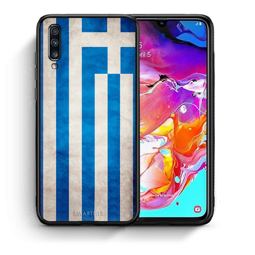 Θήκη Samsung A70 Greek Flag από τη Smartfits με σχέδιο στο πίσω μέρος και μαύρο περίβλημα | Samsung A70 Greek Flag case with colorful back and black bezels