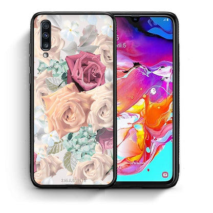 Θήκη Samsung A70 Bouquet Floral από τη Smartfits με σχέδιο στο πίσω μέρος και μαύρο περίβλημα | Samsung A70 Bouquet Floral case with colorful back and black bezels