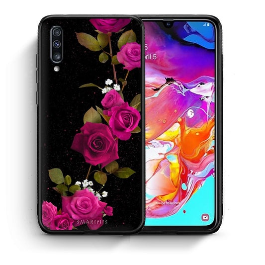 Θήκη Samsung A70 Red Roses Flower από τη Smartfits με σχέδιο στο πίσω μέρος και μαύρο περίβλημα | Samsung A70 Red Roses Flower case with colorful back and black bezels