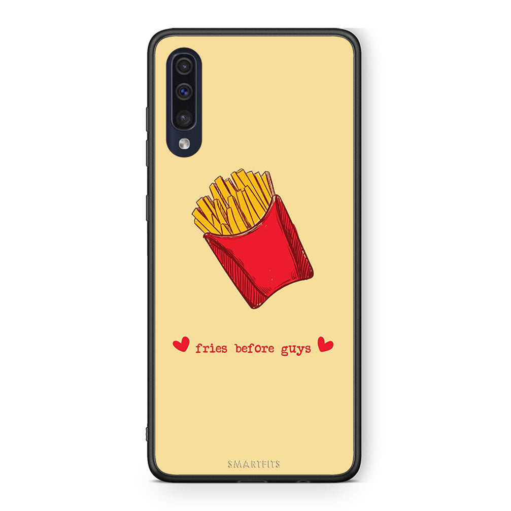 Samsung A70 Fries Before Guys Θήκη Αγίου Βαλεντίνου από τη Smartfits με σχέδιο στο πίσω μέρος και μαύρο περίβλημα | Smartphone case with colorful back and black bezels by Smartfits