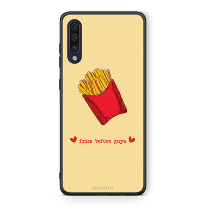 Samsung A70 Fries Before Guys Θήκη Αγίου Βαλεντίνου από τη Smartfits με σχέδιο στο πίσω μέρος και μαύρο περίβλημα | Smartphone case with colorful back and black bezels by Smartfits