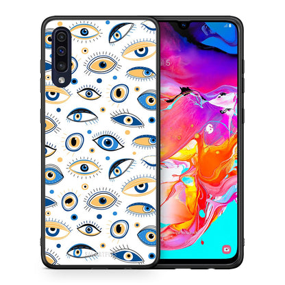 Θήκη Samsung A70 Ftou Ftou από τη Smartfits με σχέδιο στο πίσω μέρος και μαύρο περίβλημα | Samsung A70 Ftou Ftou case with colorful back and black bezels