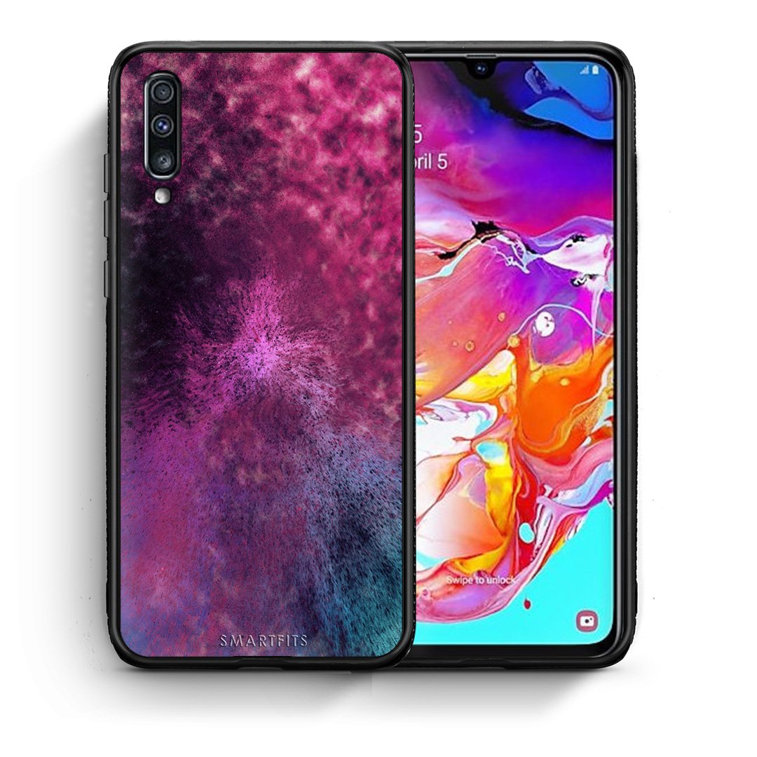 Θήκη Samsung A70 Aurora Galaxy από τη Smartfits με σχέδιο στο πίσω μέρος και μαύρο περίβλημα | Samsung A70 Aurora Galaxy case with colorful back and black bezels