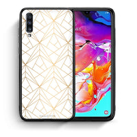 Thumbnail for Θήκη Samsung A70 Luxury White Geometric από τη Smartfits με σχέδιο στο πίσω μέρος και μαύρο περίβλημα | Samsung A70 Luxury White Geometric case with colorful back and black bezels