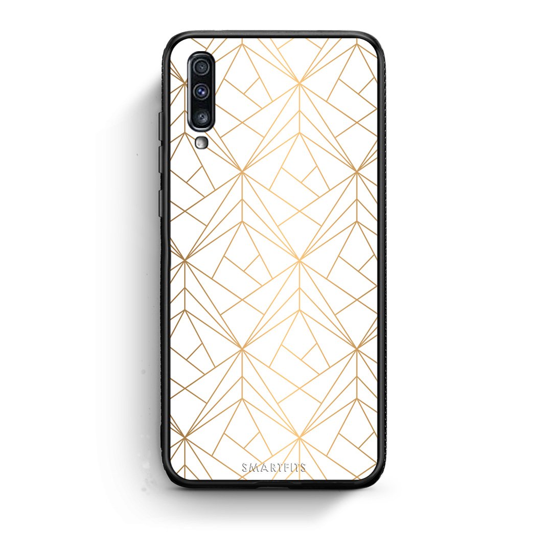 111 - Samsung A70  Luxury White Geometric case, cover, bumper