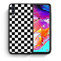 Thumbnail for Θήκη Samsung A70 Squares Geometric από τη Smartfits με σχέδιο στο πίσω μέρος και μαύρο περίβλημα | Samsung A70 Squares Geometric case with colorful back and black bezels