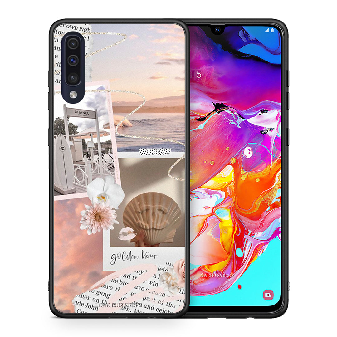 Θήκη Αγίου Βαλεντίνου Samsung A70 Golden Hour από τη Smartfits με σχέδιο στο πίσω μέρος και μαύρο περίβλημα | Samsung A70 Golden Hour case with colorful back and black bezels