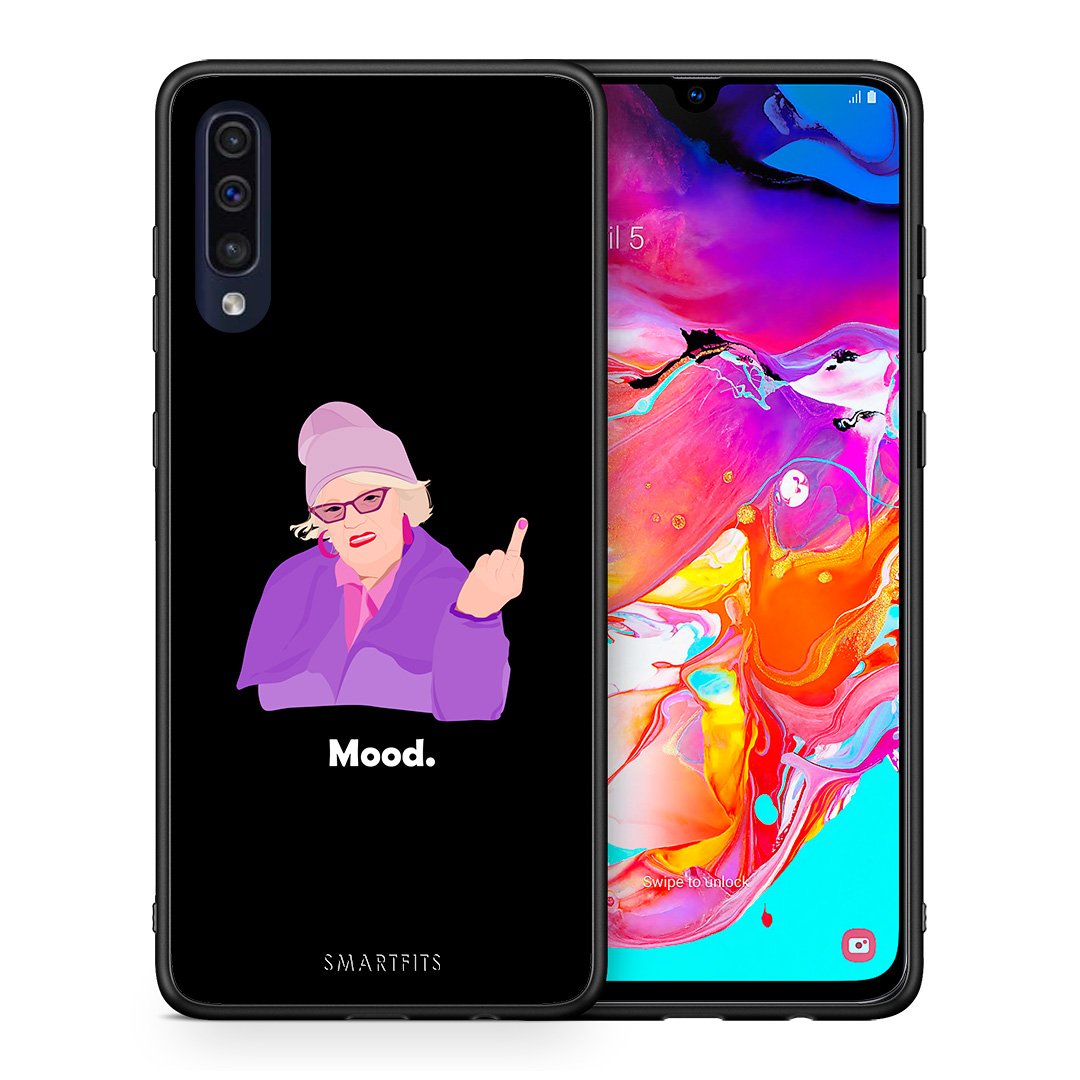 Θήκη Samsung A70 Grandma Mood Black από τη Smartfits με σχέδιο στο πίσω μέρος και μαύρο περίβλημα | Samsung A70 Grandma Mood Black case with colorful back and black bezels