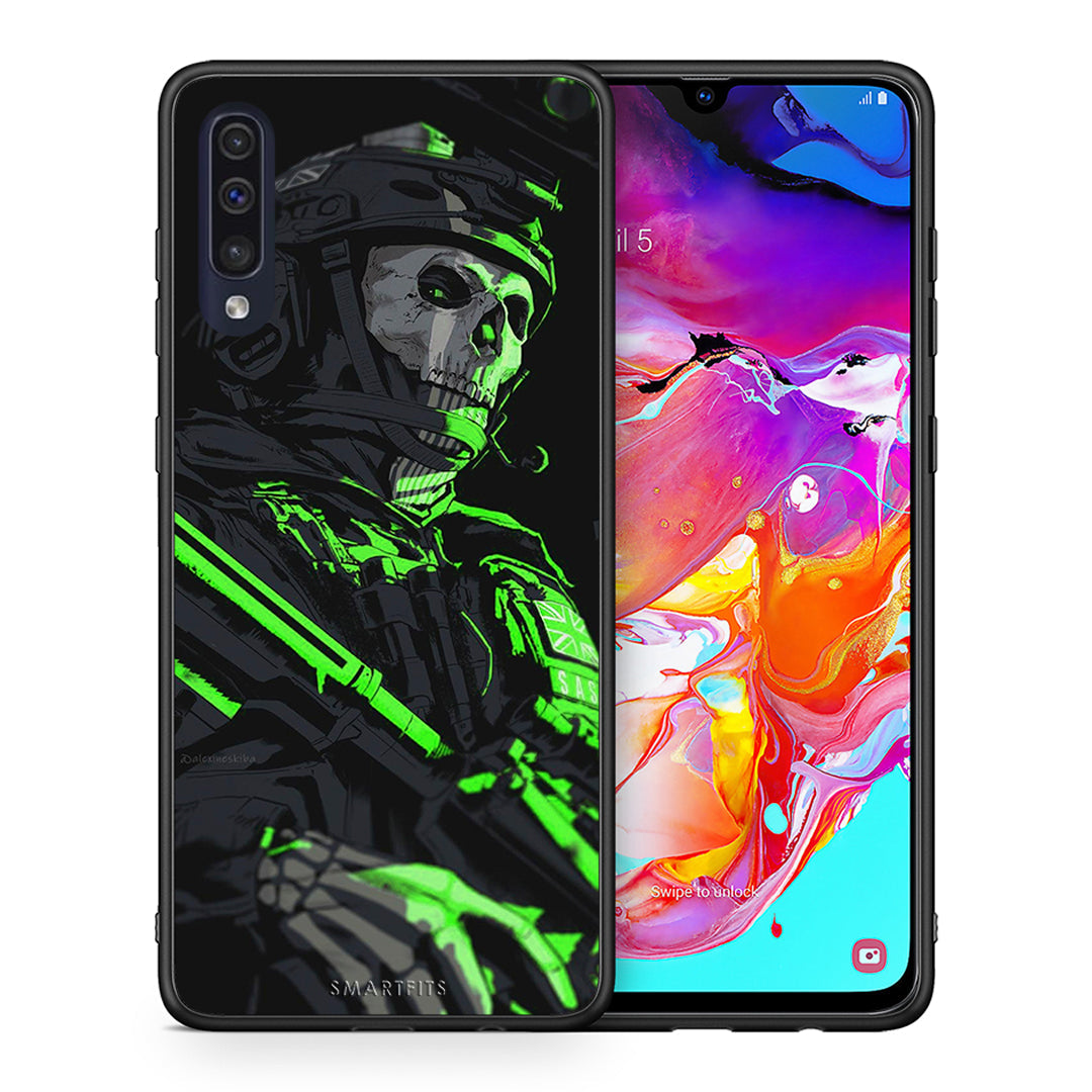Θήκη Αγίου Βαλεντίνου Samsung A70 Green Soldier από τη Smartfits με σχέδιο στο πίσω μέρος και μαύρο περίβλημα | Samsung A70 Green Soldier case with colorful back and black bezels