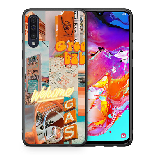 Θήκη Αγίου Βαλεντίνου Samsung A70 Groovy Babe από τη Smartfits με σχέδιο στο πίσω μέρος και μαύρο περίβλημα | Samsung A70 Groovy Babe case with colorful back and black bezels