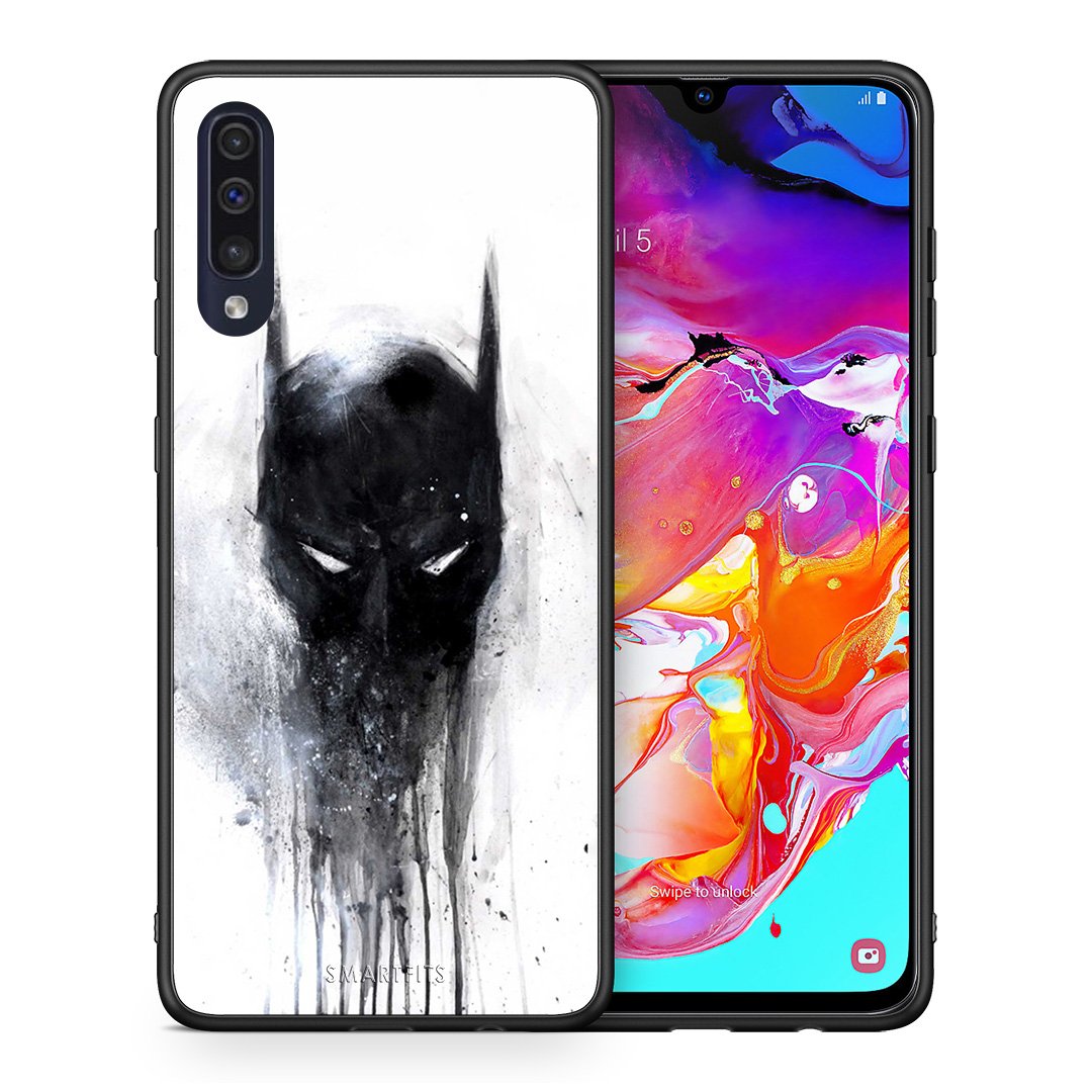 Θήκη Samsung A70 Paint Bat Hero από τη Smartfits με σχέδιο στο πίσω μέρος και μαύρο περίβλημα | Samsung A70 Paint Bat Hero case with colorful back and black bezels