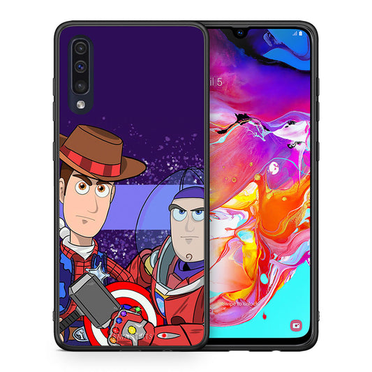 Θήκη Samsung A70 Infinity Story από τη Smartfits με σχέδιο στο πίσω μέρος και μαύρο περίβλημα | Samsung A70 Infinity Story case with colorful back and black bezels