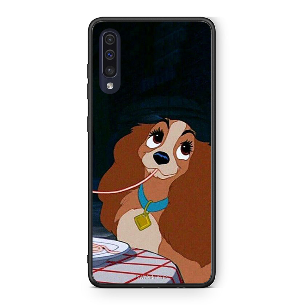 Samsung A70 Lady And Tramp 2 Θήκη Αγίου Βαλεντίνου από τη Smartfits με σχέδιο στο πίσω μέρος και μαύρο περίβλημα | Smartphone case with colorful back and black bezels by Smartfits