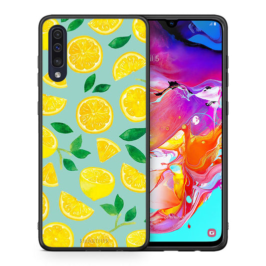 Θήκη Samsung A70 Lemons από τη Smartfits με σχέδιο στο πίσω μέρος και μαύρο περίβλημα | Samsung A70 Lemons case with colorful back and black bezels
