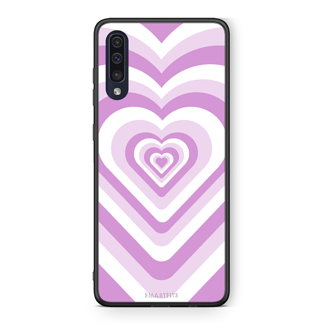 Samsung A70 Lilac Hearts θήκη από τη Smartfits με σχέδιο στο πίσω μέρος και μαύρο περίβλημα | Smartphone case with colorful back and black bezels by Smartfits