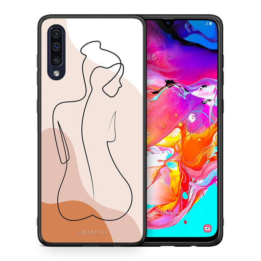 Θήκη Samsung A70 LineArt Woman από τη Smartfits με σχέδιο στο πίσω μέρος και μαύρο περίβλημα | Samsung A70 LineArt Woman case with colorful back and black bezels