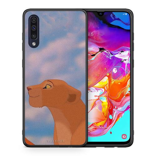 Θήκη Αγίου Βαλεντίνου Samsung A70 Lion Love 2 από τη Smartfits με σχέδιο στο πίσω μέρος και μαύρο περίβλημα | Samsung A70 Lion Love 2 case with colorful back and black bezels
