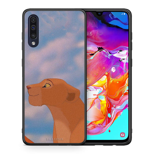 Θήκη Αγίου Βαλεντίνου Samsung A70 Lion Love 2 από τη Smartfits με σχέδιο στο πίσω μέρος και μαύρο περίβλημα | Samsung A70 Lion Love 2 case with colorful back and black bezels