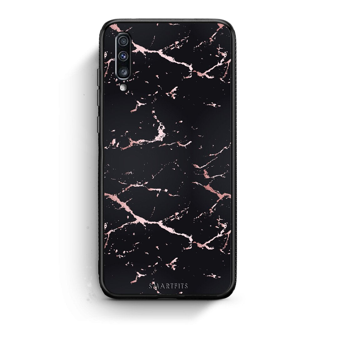 4 - Samsung A70  Black Rosegold Marble case, cover, bumper