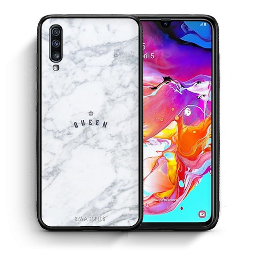 Θήκη Samsung A70 Queen Marble από τη Smartfits με σχέδιο στο πίσω μέρος και μαύρο περίβλημα | Samsung A70 Queen Marble case with colorful back and black bezels