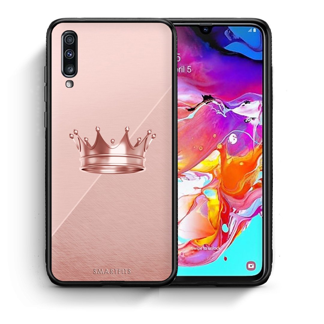 Θήκη Samsung A70 Crown Minimal από τη Smartfits με σχέδιο στο πίσω μέρος και μαύρο περίβλημα | Samsung A70 Crown Minimal case with colorful back and black bezels