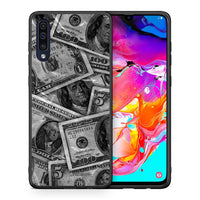 Thumbnail for Θήκη Samsung A70 Money Dollars από τη Smartfits με σχέδιο στο πίσω μέρος και μαύρο περίβλημα | Samsung A70 Money Dollars case with colorful back and black bezels