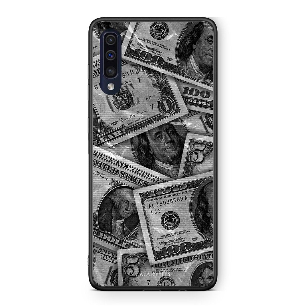 Samsung A70 Money Dollars θήκη από τη Smartfits με σχέδιο στο πίσω μέρος και μαύρο περίβλημα | Smartphone case with colorful back and black bezels by Smartfits