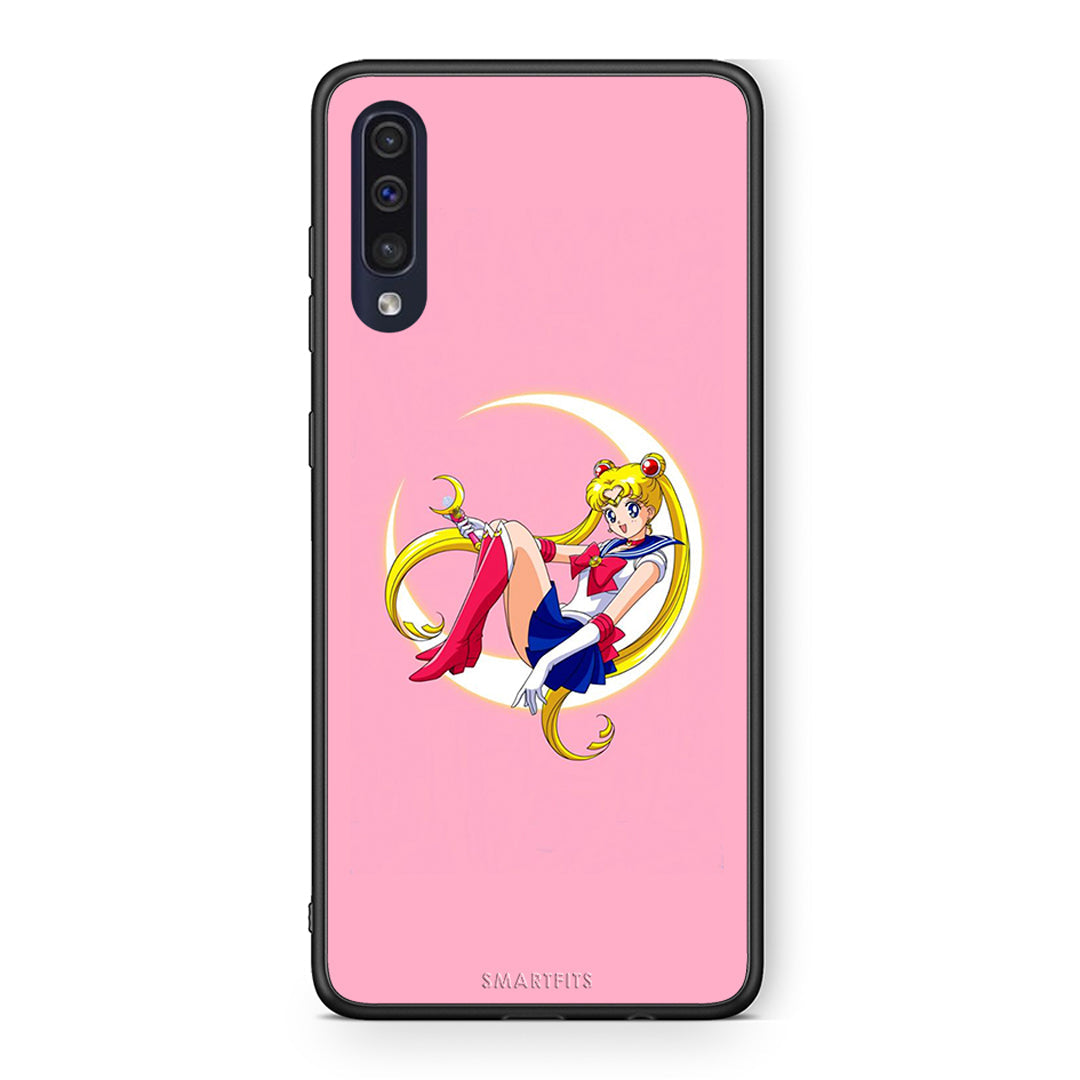 Samsung A70 Moon Girl θήκη από τη Smartfits με σχέδιο στο πίσω μέρος και μαύρο περίβλημα | Smartphone case with colorful back and black bezels by Smartfits