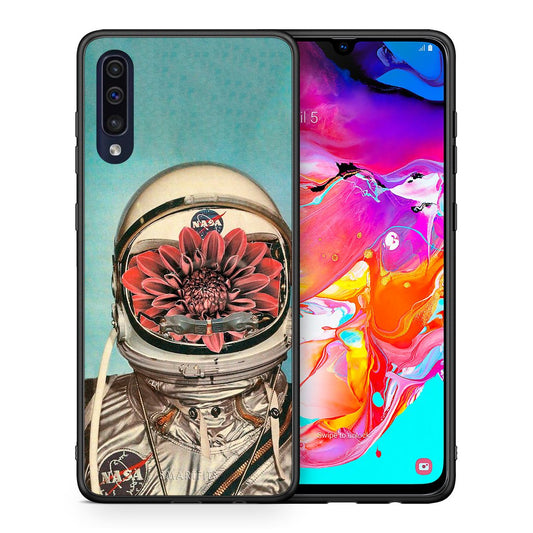 Θήκη Samsung A70 Nasa Bloom από τη Smartfits με σχέδιο στο πίσω μέρος και μαύρο περίβλημα | Samsung A70 Nasa Bloom case with colorful back and black bezels