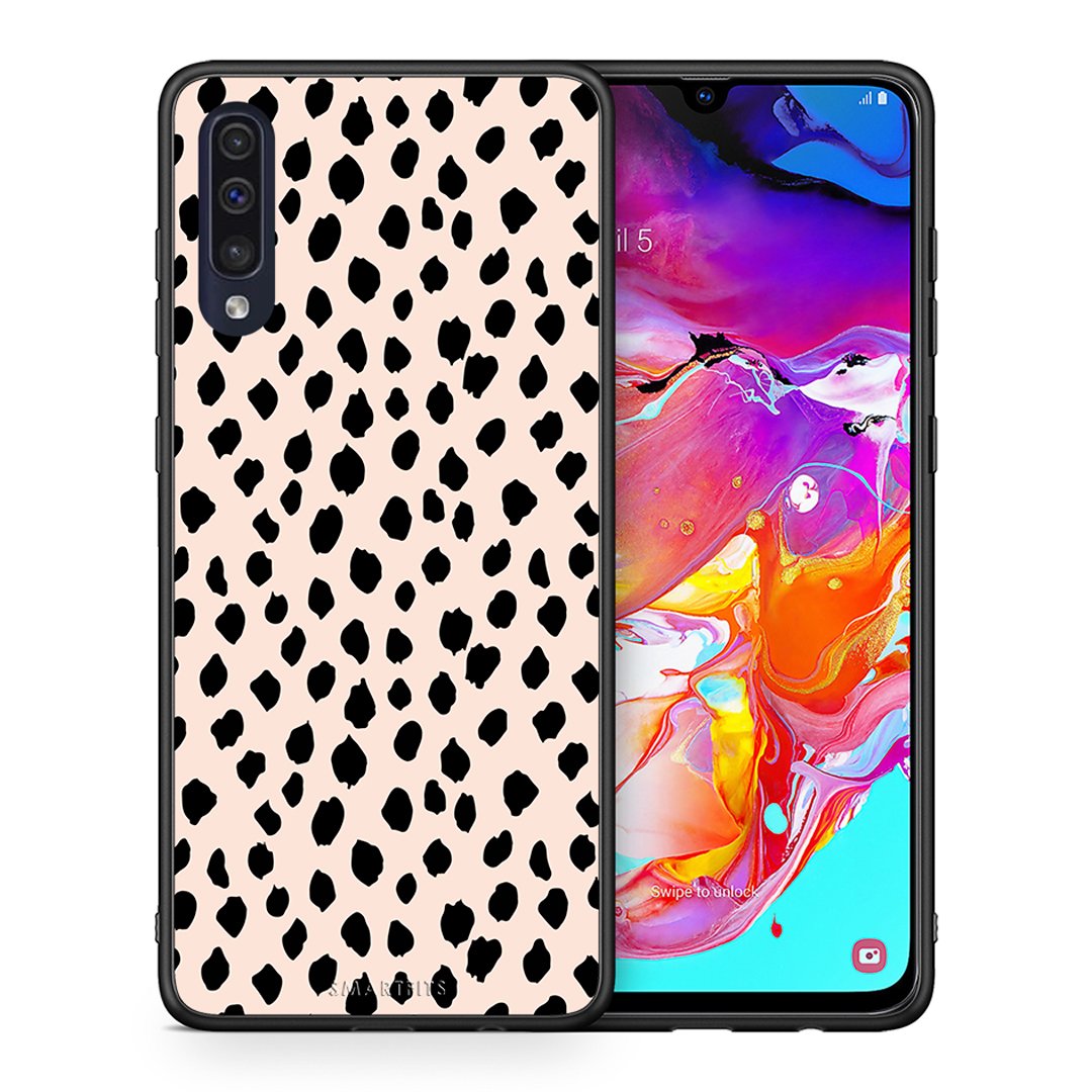 Θήκη Samsung A70 New Polka Dots από τη Smartfits με σχέδιο στο πίσω μέρος και μαύρο περίβλημα | Samsung A70 New Polka Dots case with colorful back and black bezels