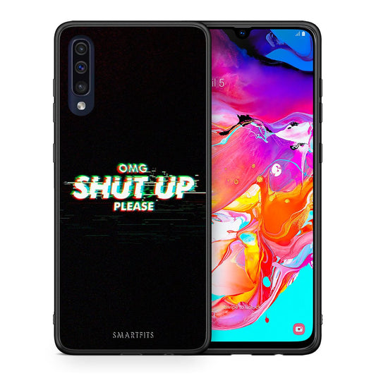 Θήκη Samsung A70 OMG ShutUp από τη Smartfits με σχέδιο στο πίσω μέρος και μαύρο περίβλημα | Samsung A70 OMG ShutUp case with colorful back and black bezels