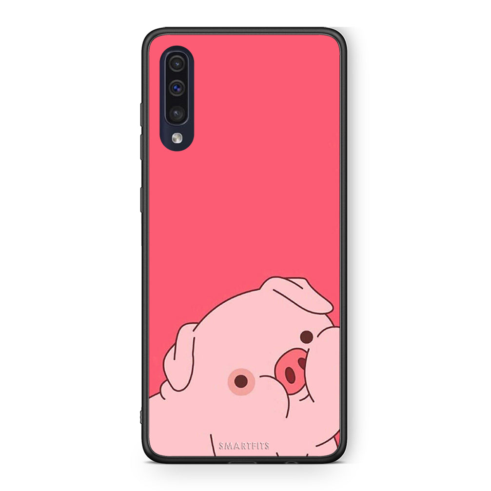 Samsung A70 Pig Love 1 Θήκη Αγίου Βαλεντίνου από τη Smartfits με σχέδιο στο πίσω μέρος και μαύρο περίβλημα | Smartphone case with colorful back and black bezels by Smartfits