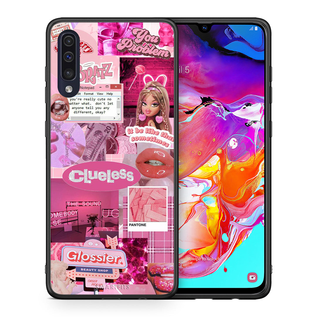 Θήκη Αγίου Βαλεντίνου Samsung A70 Pink Love από τη Smartfits με σχέδιο στο πίσω μέρος και μαύρο περίβλημα | Samsung A70 Pink Love case with colorful back and black bezels
