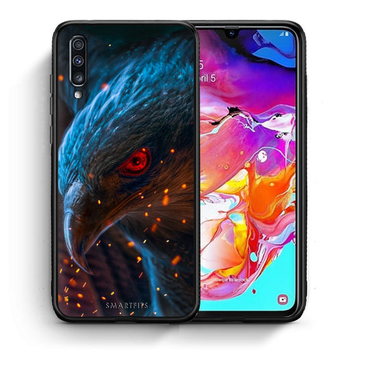 Θήκη Samsung A70 Eagle PopArt από τη Smartfits με σχέδιο στο πίσω μέρος και μαύρο περίβλημα | Samsung A70 Eagle PopArt case with colorful back and black bezels