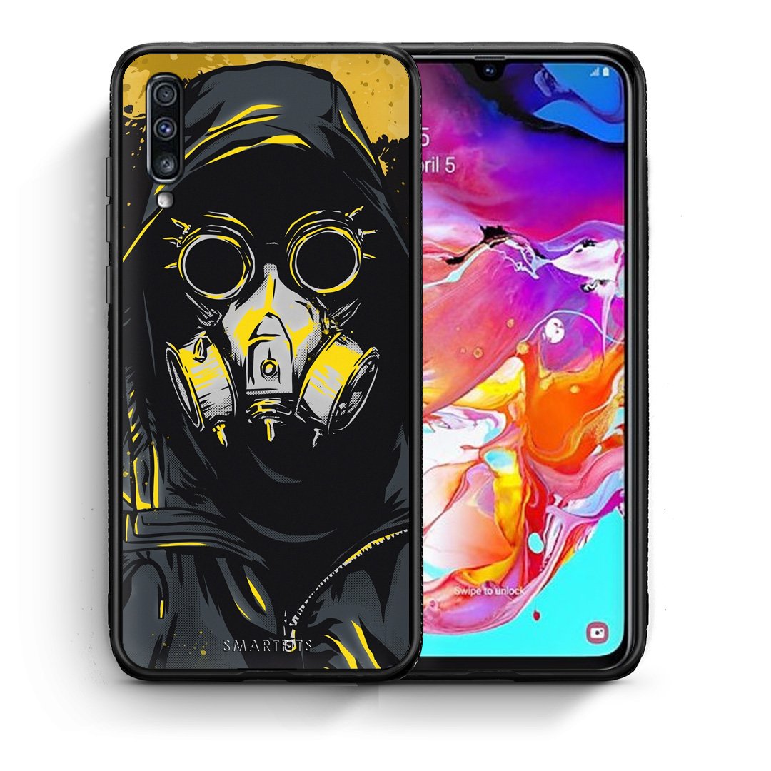 Θήκη Samsung A70 Mask PopArt από τη Smartfits με σχέδιο στο πίσω μέρος και μαύρο περίβλημα | Samsung A70 Mask PopArt case with colorful back and black bezels