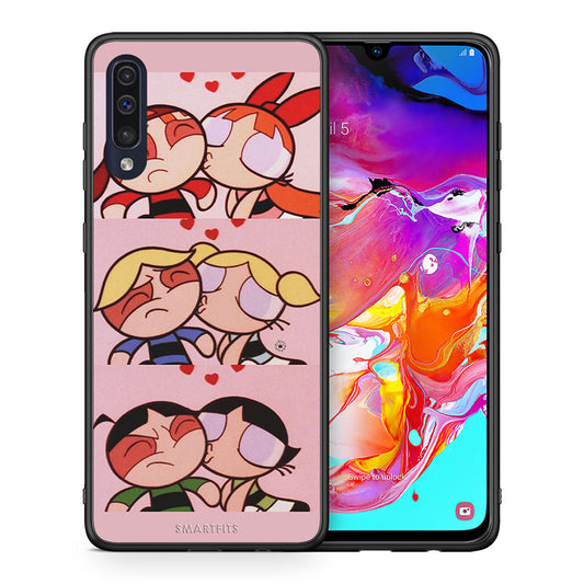 Θήκη Αγίου Βαλεντίνου Samsung A70 Puff Love από τη Smartfits με σχέδιο στο πίσω μέρος και μαύρο περίβλημα | Samsung A70 Puff Love case with colorful back and black bezels