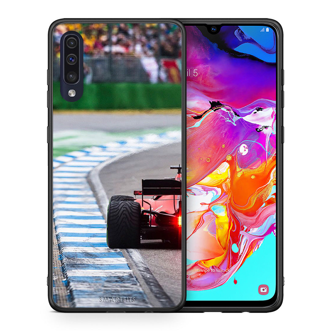 Θήκη Samsung A70 Racing Vibes από τη Smartfits με σχέδιο στο πίσω μέρος και μαύρο περίβλημα | Samsung A70 Racing Vibes case with colorful back and black bezels