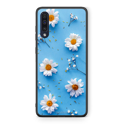 Samsung A70 Real Daisies θήκη από τη Smartfits με σχέδιο στο πίσω μέρος και μαύρο περίβλημα | Smartphone case with colorful back and black bezels by Smartfits