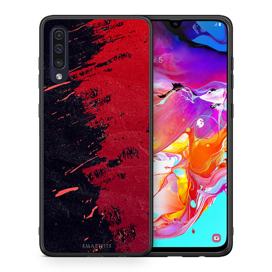 Θήκη Αγίου Βαλεντίνου Samsung A70 Red Paint από τη Smartfits με σχέδιο στο πίσω μέρος και μαύρο περίβλημα | Samsung A70 Red Paint case with colorful back and black bezels