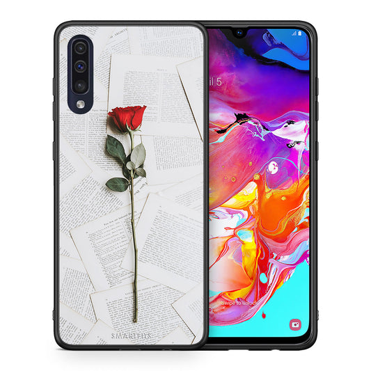 Θήκη Samsung A70 Red Rose από τη Smartfits με σχέδιο στο πίσω μέρος και μαύρο περίβλημα | Samsung A70 Red Rose case with colorful back and black bezels