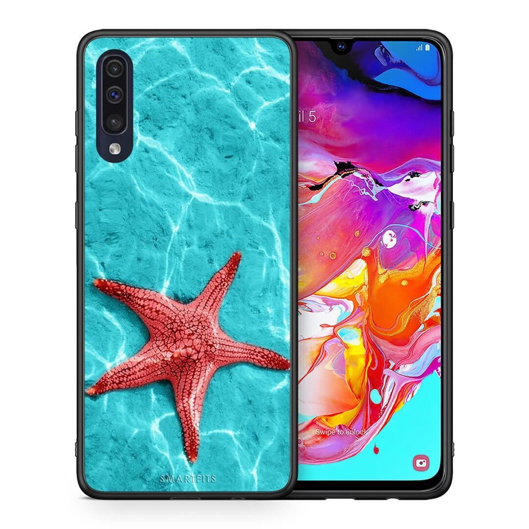 Θήκη Samsung A70 Red Starfish από τη Smartfits με σχέδιο στο πίσω μέρος και μαύρο περίβλημα | Samsung A70 Red Starfish case with colorful back and black bezels
