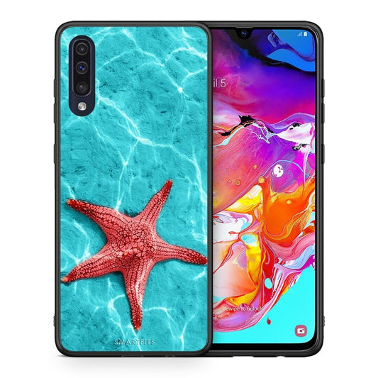 Θήκη Samsung A70 Red Starfish από τη Smartfits με σχέδιο στο πίσω μέρος και μαύρο περίβλημα | Samsung A70 Red Starfish case with colorful back and black bezels