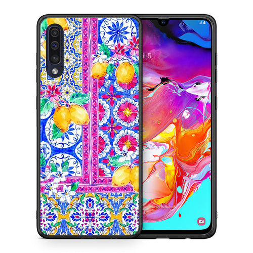 Θήκη Samsung A70 Retro Spring από τη Smartfits με σχέδιο στο πίσω μέρος και μαύρο περίβλημα | Samsung A70 Retro Spring case with colorful back and black bezels