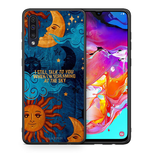 Θήκη Samsung A70 Screaming Sky από τη Smartfits με σχέδιο στο πίσω μέρος και μαύρο περίβλημα | Samsung A70 Screaming Sky case with colorful back and black bezels