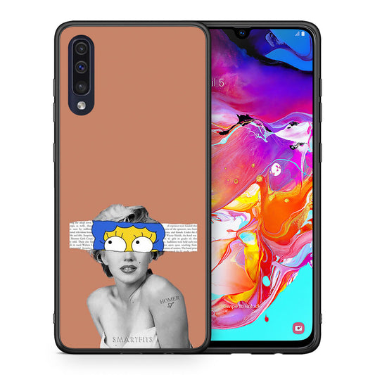 Θήκη Samsung A70 Sim Merilyn από τη Smartfits με σχέδιο στο πίσω μέρος και μαύρο περίβλημα | Samsung A70 Sim Merilyn case with colorful back and black bezels