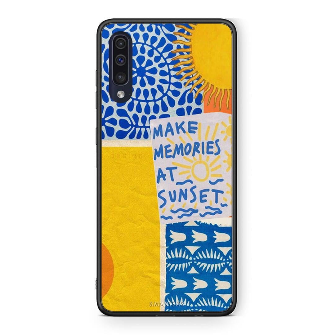 Samsung A70 Sunset Memories Θήκη από τη Smartfits με σχέδιο στο πίσω μέρος και μαύρο περίβλημα | Smartphone case with colorful back and black bezels by Smartfits