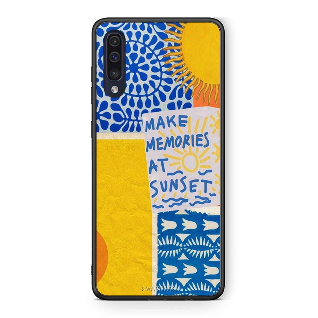 Samsung A70 Sunset Memories Θήκη από τη Smartfits με σχέδιο στο πίσω μέρος και μαύρο περίβλημα | Smartphone case with colorful back and black bezels by Smartfits