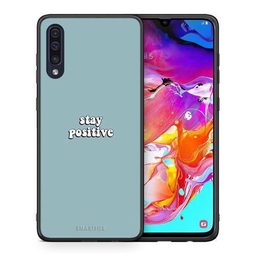 Θήκη Samsung A70 Positive Text από τη Smartfits με σχέδιο στο πίσω μέρος και μαύρο περίβλημα | Samsung A70 Positive Text case with colorful back and black bezels